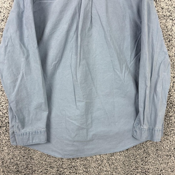 LL Bean Shirt Mens 2XL Blue Elbow Patch Button Front Workwear Outdoor Casual XXL - Picture 8 of 13